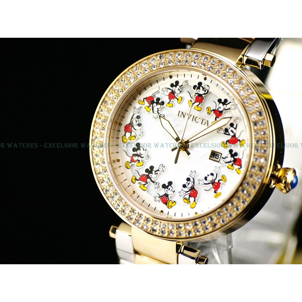 Invicta watch Disney Womens - White MOP Dial, Gold Band, Gold Bezel