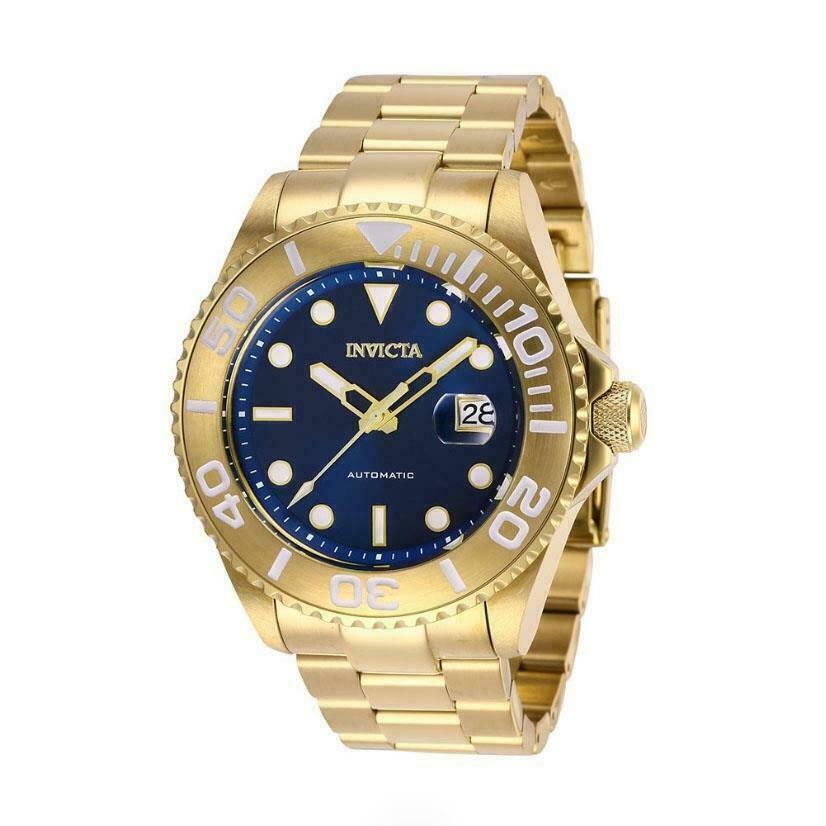Invicta 27307 47mm Pro Diver Automatic Watch Men s - Blue Dial, Gold Band, Gold Manufacturer Band
