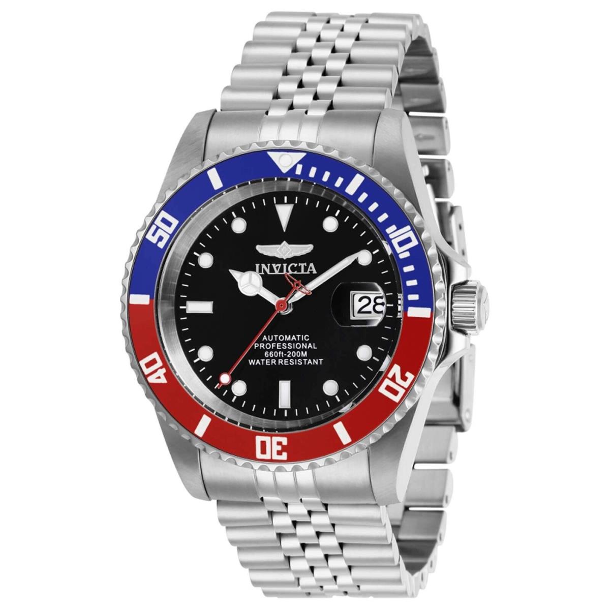 Invicta Men`s Watch Pro Diver Automatic Black Dial Silver Tone Bracelet 29176