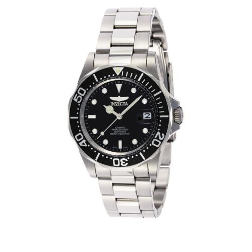 Invicta watch Pro Diver - Black Dial, Silver Band, Silver Manufacturer Band