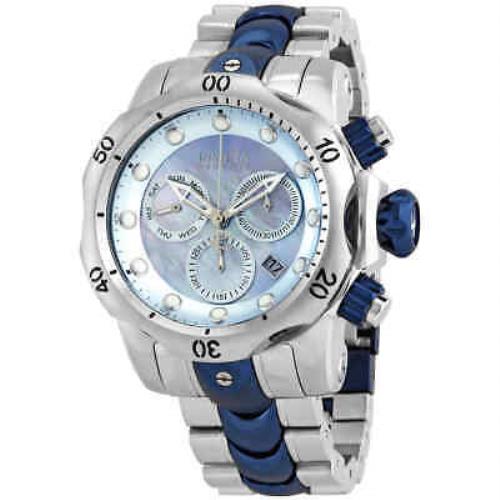 Invicta Venom Chronograph Mop Dial Two-tone Men`s Watch 15462 - Dial: , Band: Two-tone (Silver-tone and Blue-plated), Bezel: Silver-tone