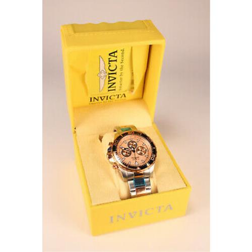 Invicta Mens Jewelry Watch Pro Diver Rose Gold Tone Chronograph Dial 12917