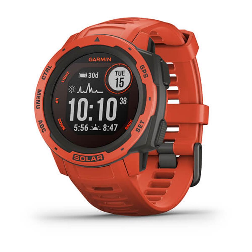 Garmin Instinct Solar Rugged Outdoor Watch with Gps Flame Red (010-02293-21)