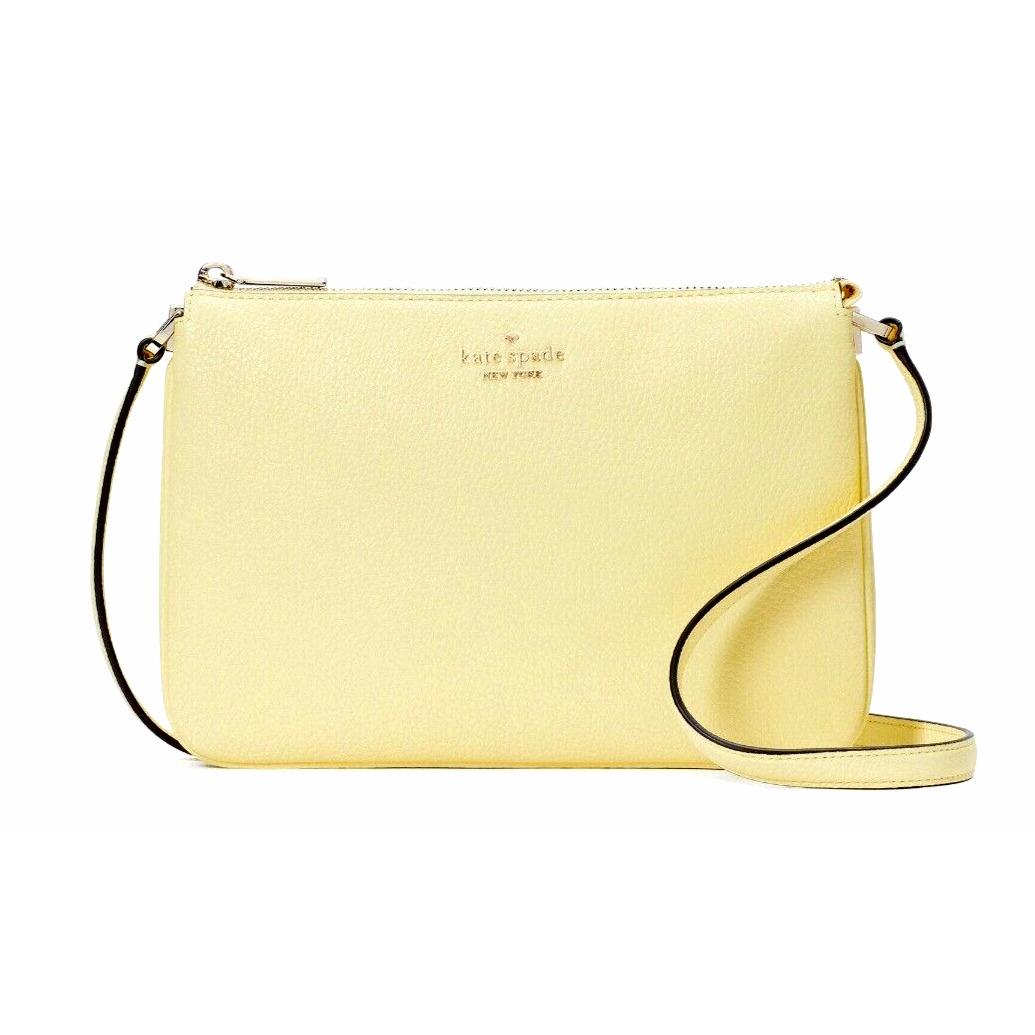 Kate Spade Leila Triple Gusset Pale Yellow Leather Crossbody WKR00448