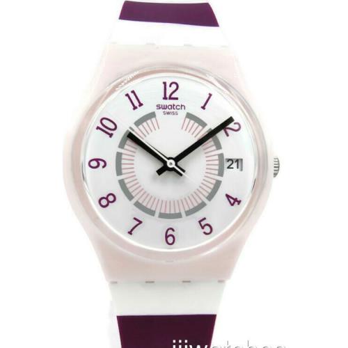 Swatch Swiss Originals Miss Yacht Stripes Silicone Date Watch 34mm GP402