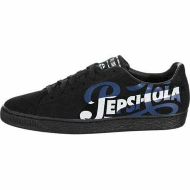 Puma Pepsi X Classic Suede Black and Silver Mens Shoes Size 12