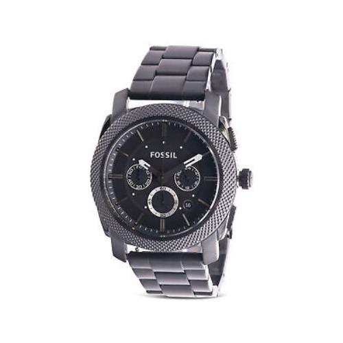 Fossil Machine Chronograph Black Stainless Steel Mens Watch FS4552IE - Black Dial, Black Strap