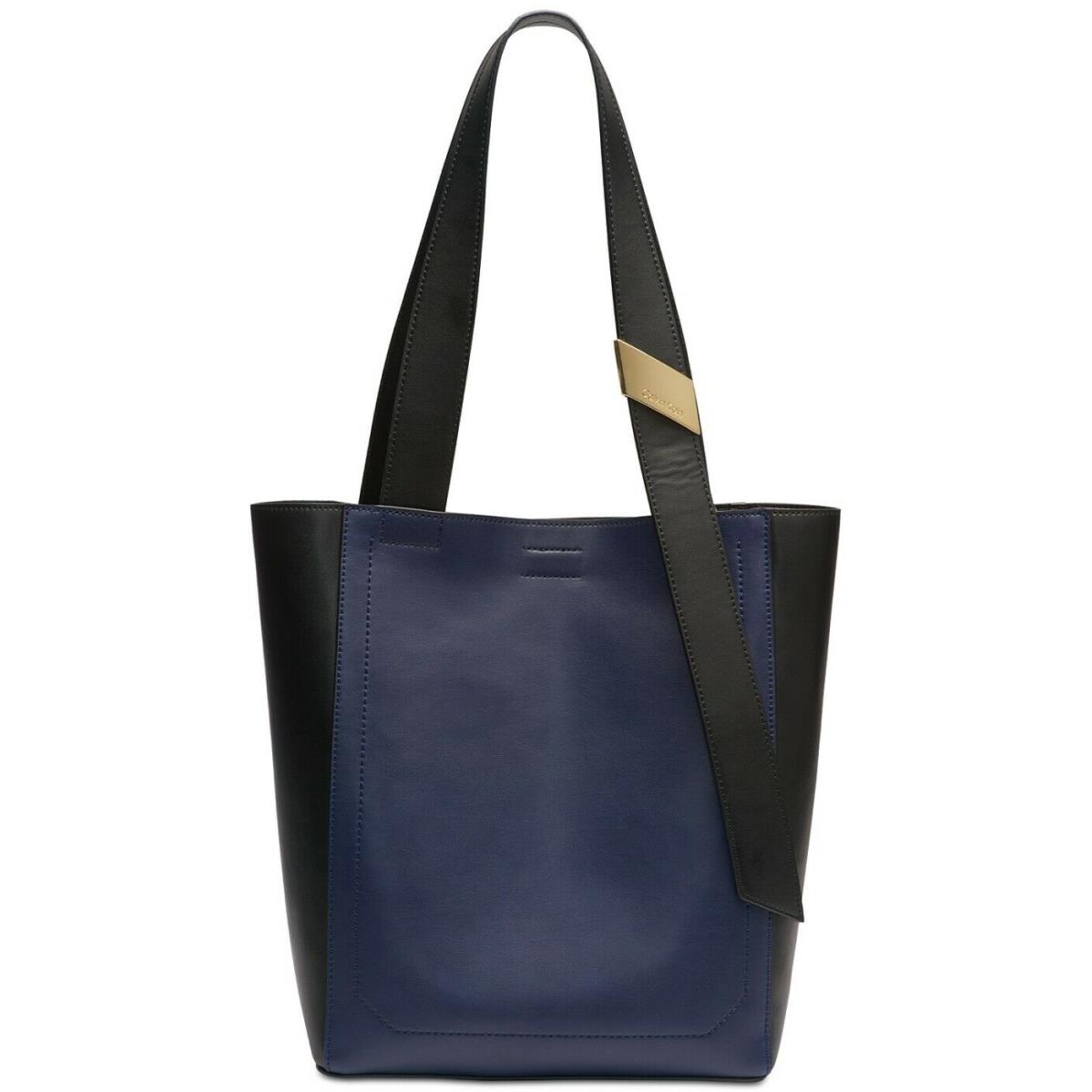 Calvin Klein Black Blue Two Tone Leather Karsyn Tote Bag