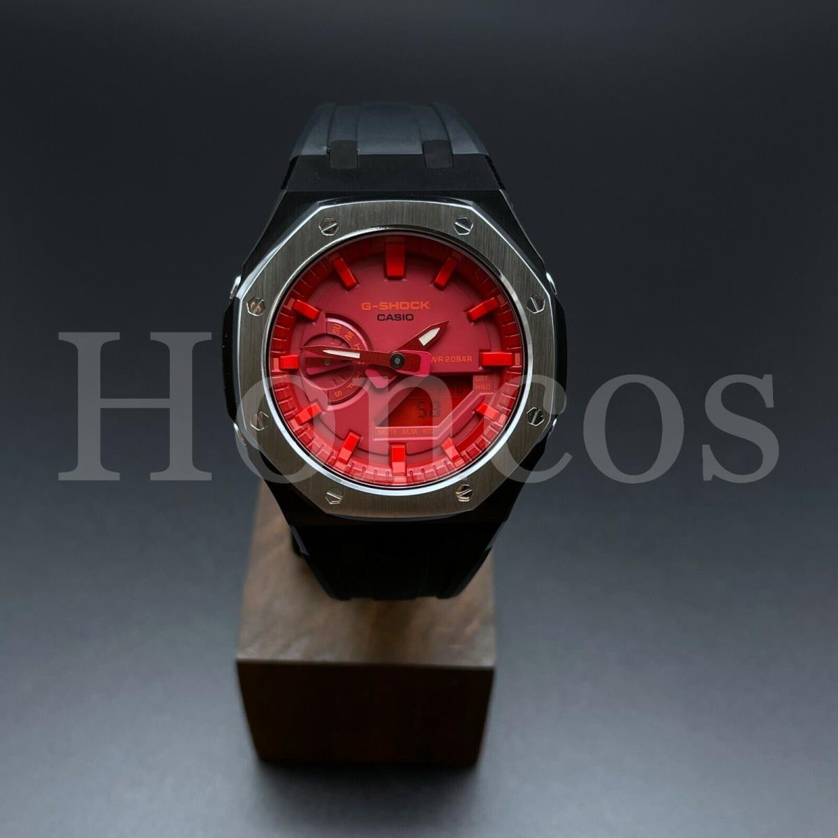 Casio watch  - Red Dial, Black Band, Black Bezel