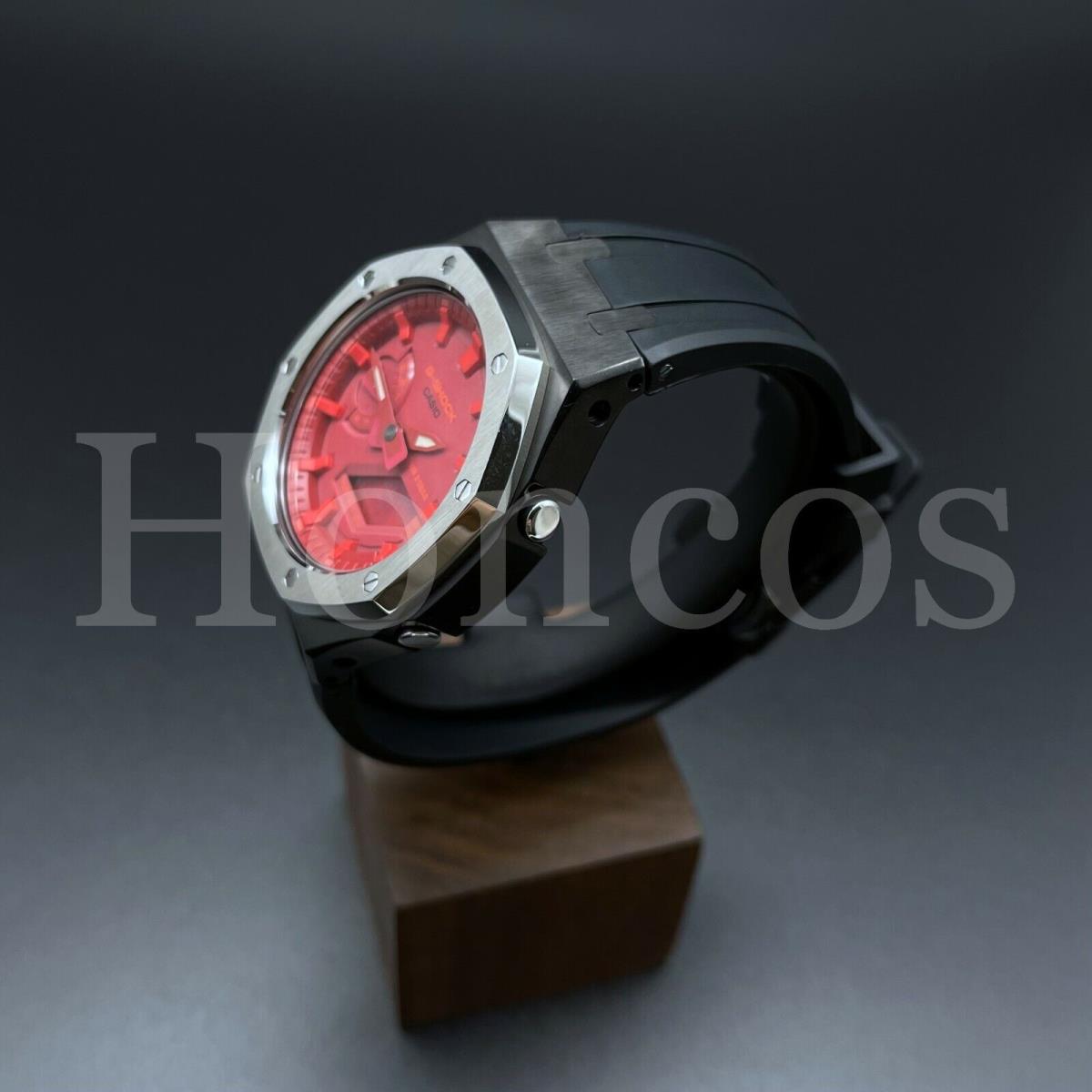 Casio watch  - Red Dial, Black Band, Black Bezel