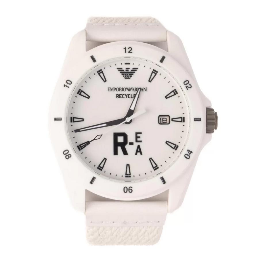 Emporio Armani R-ea Three-hand White Recycled Polyester Denim Watch AR11394