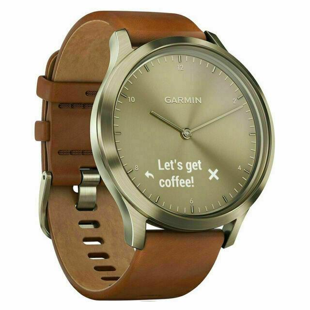 Garmin Vivomove HR Hybrid Smart Watch 010-01850-15 Gold Tone/leather S/m