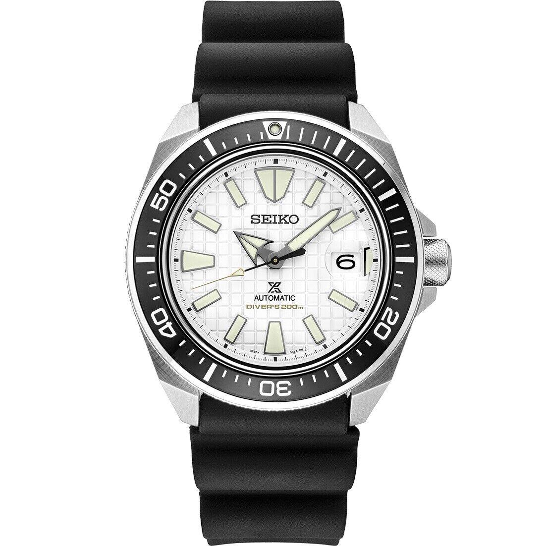 Seiko Automatic Prospex King Samurai White Dial Divers Men`s Watch SRPE37 - Dial: White, Band: Black