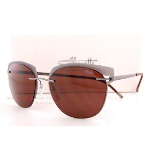 Silhouette Sunglasses Accent Shades 8702 6560 Grey Ruthenium/brown Titanium