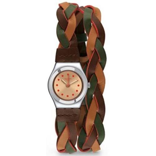 Swatch YSS295 Twisted Multi Color Leather Strap Quartz Womens Watch