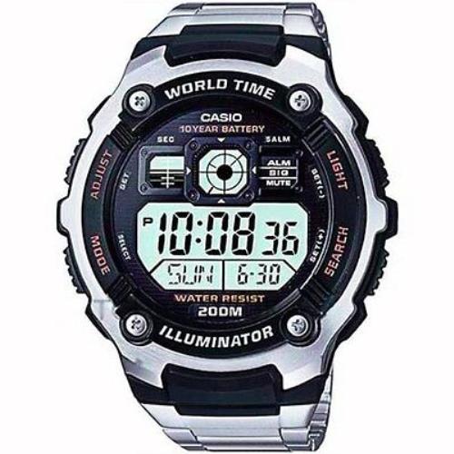 Casio Illuminator Diver Multi-function St.steel Men`s Watch AE-2000WD-1A - Dial: Gray, Band: Silver, Bezel: Black