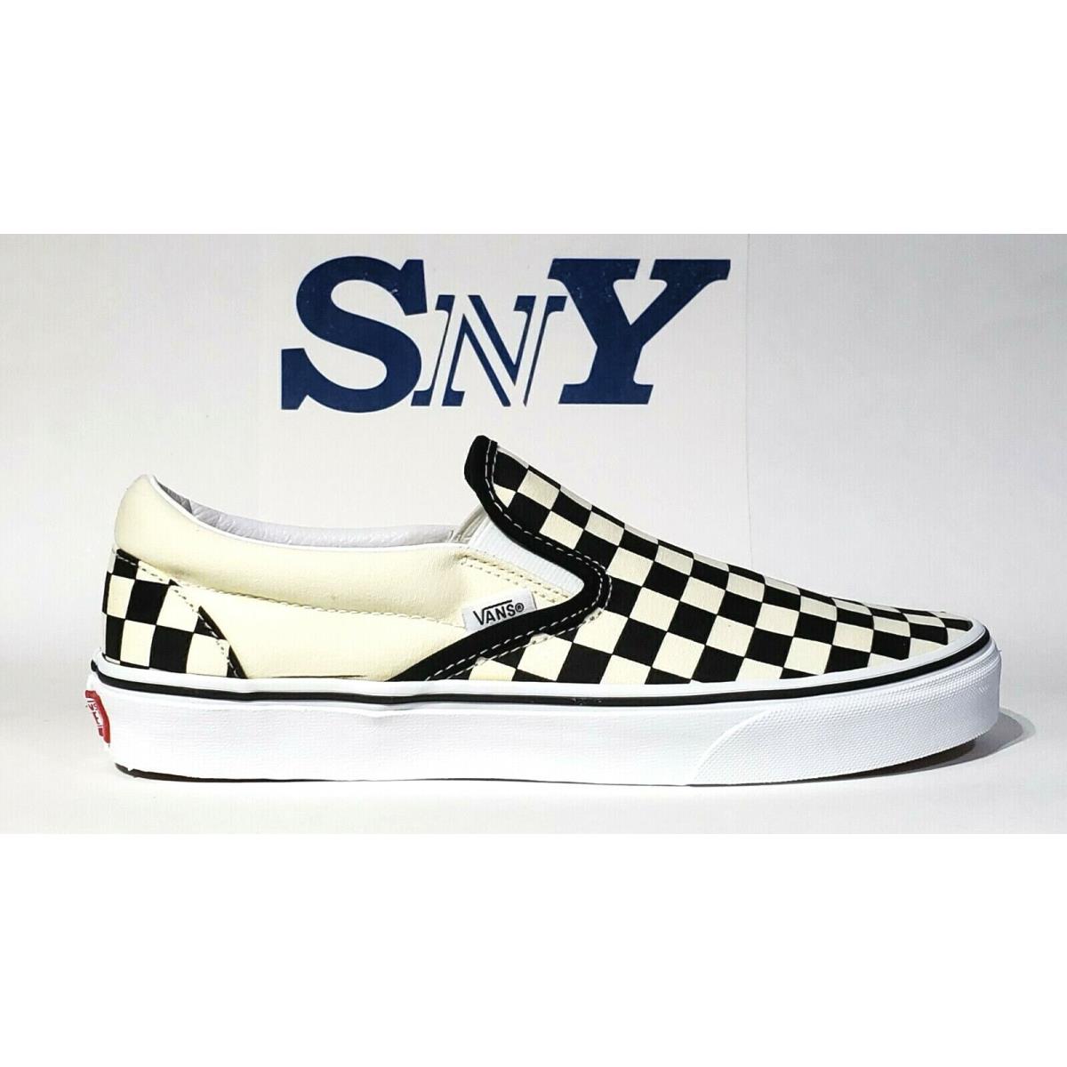 Vans Checkerboard Slip-on Low Cut Men`s Shoes Canvas Upper Black/off White