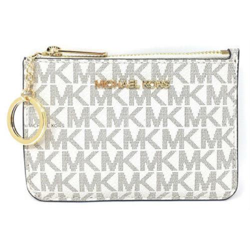 Michael Kors Jet Set Travel Small Leather Top Zip Coin Pouch - White