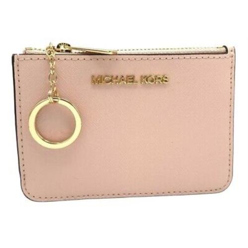 Michael Kors Jet Set Travel Small Leather Top Zip Coin Pouch - Pink