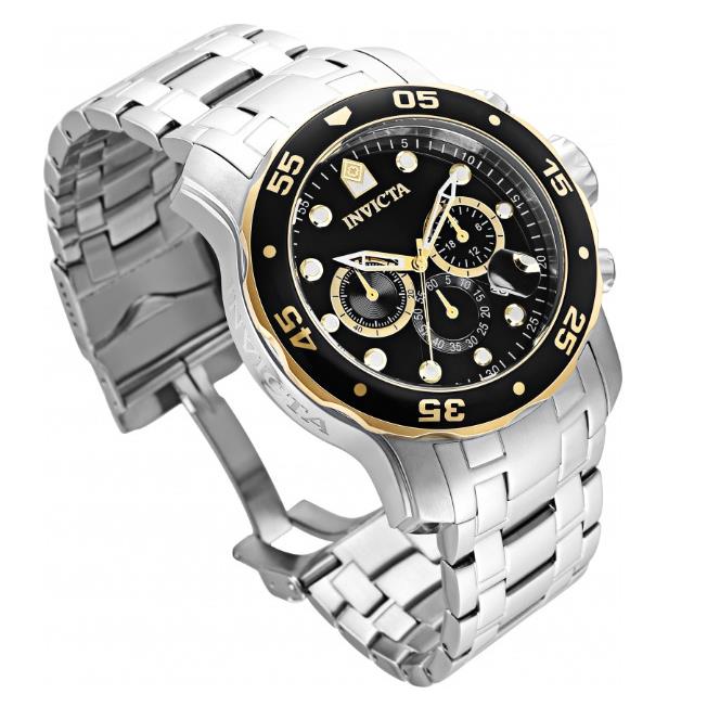 Invicta Pro Diver Chronograph Quartz Black Dial Silver Men`s Watch 33999