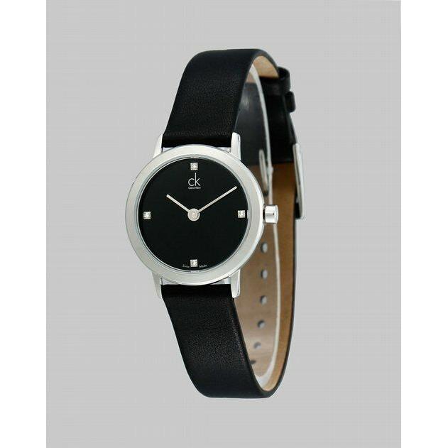 CK Calvin Klein K0351102 Swiss Made Women`s Black Dial Diamonds Leather