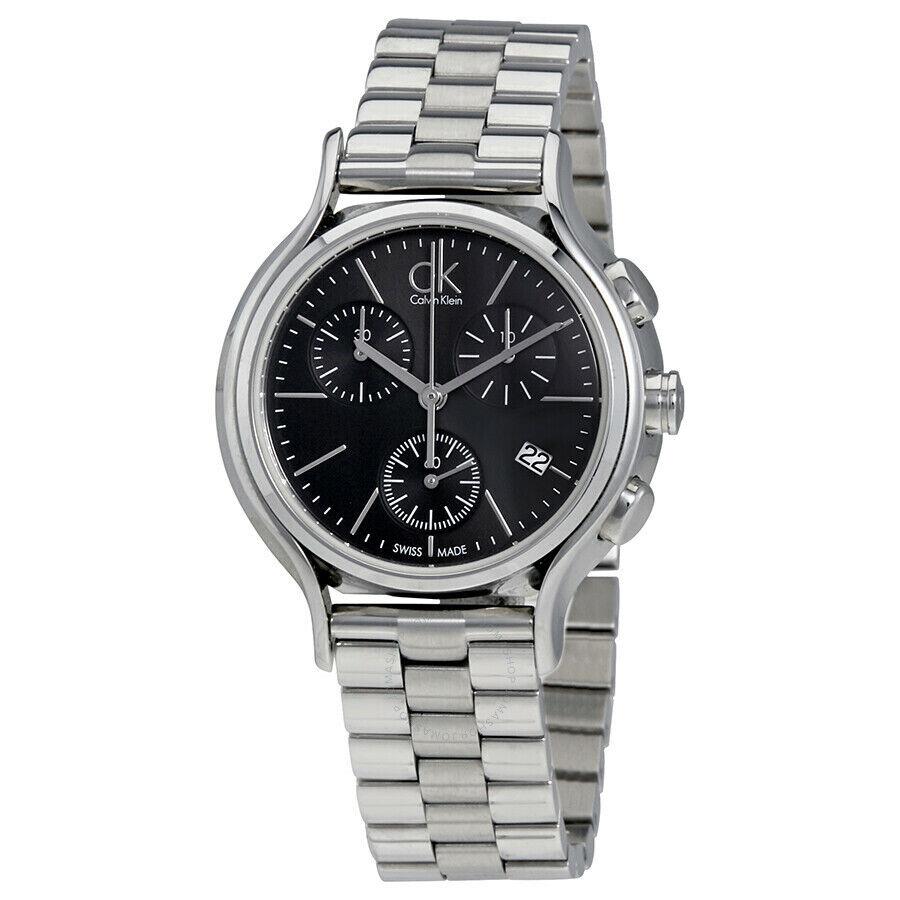 CK Calvin Klein K2U29141 Swiss Made Women`s Black Chronograph Watch Steel