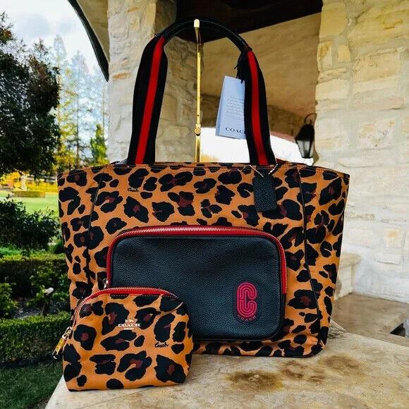 coach court tote leopard