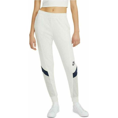 Nike Sportswear Heritage Jogger Pants Oatmeal Gray Navy CZ8608-051 Womens S