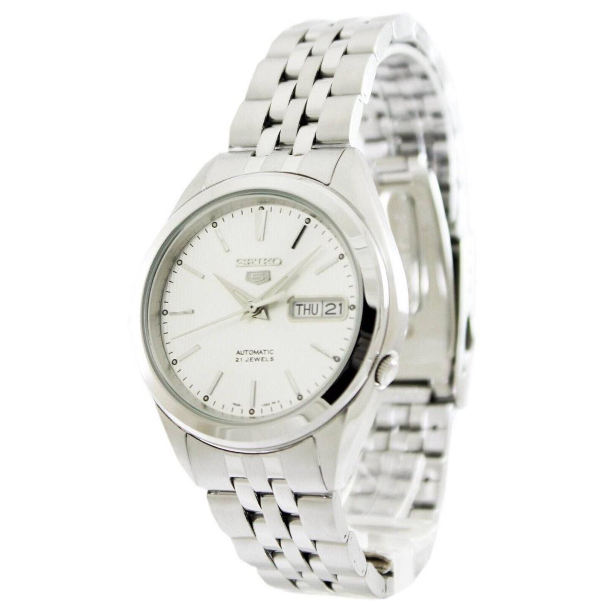 Seiko 5 Automatic Stainless Steel Silver Dial 21 Jewels 30M Men`s Watch SNKL15K
