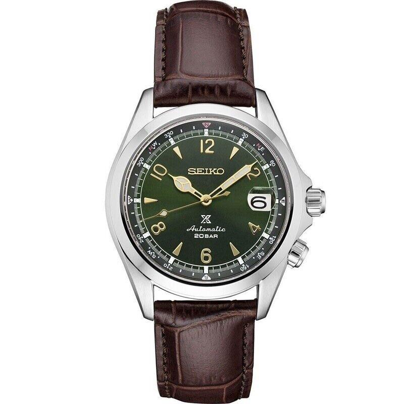 Seiko Prospex Auto 39.5MM Green Dial Men`s Watch SPB121 - Dial: Green, Band: Brown, Bezel: Silver