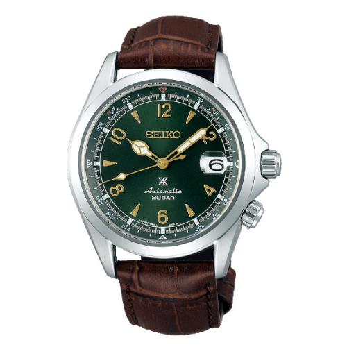 Seiko Prospex SPB121 Alpinist Green Dial W Leather Strap Automatic Watch - Face: Green, Dial: Green, Band: Brown