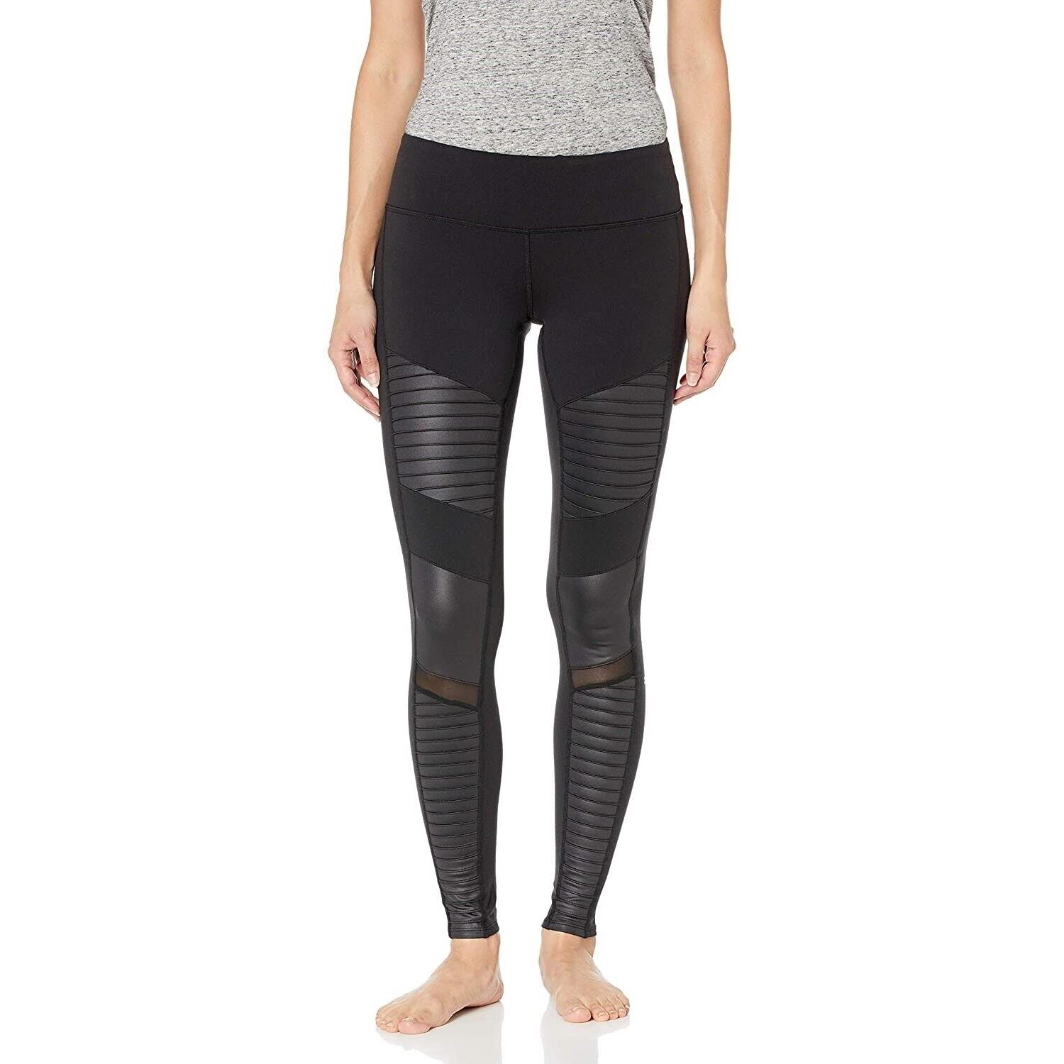 Alo 241191 Womens Yoga Activewear Leggings Mesh Panels Solid Black Size Medium