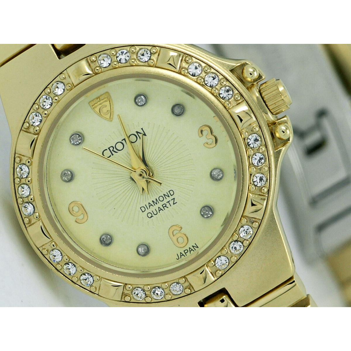 Croton CR207073YLCD Gold Tone Diamond Womens Analog Quartz Watch