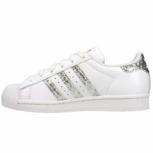 adidas superstar glitter womens trainers in silver white