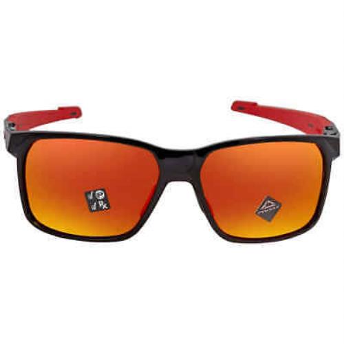 Oakley Portal X Prizm Ruby Polarized Square Men`s Sunglasses OO9460 946005 59 - Frame: Black, Lens: Orange