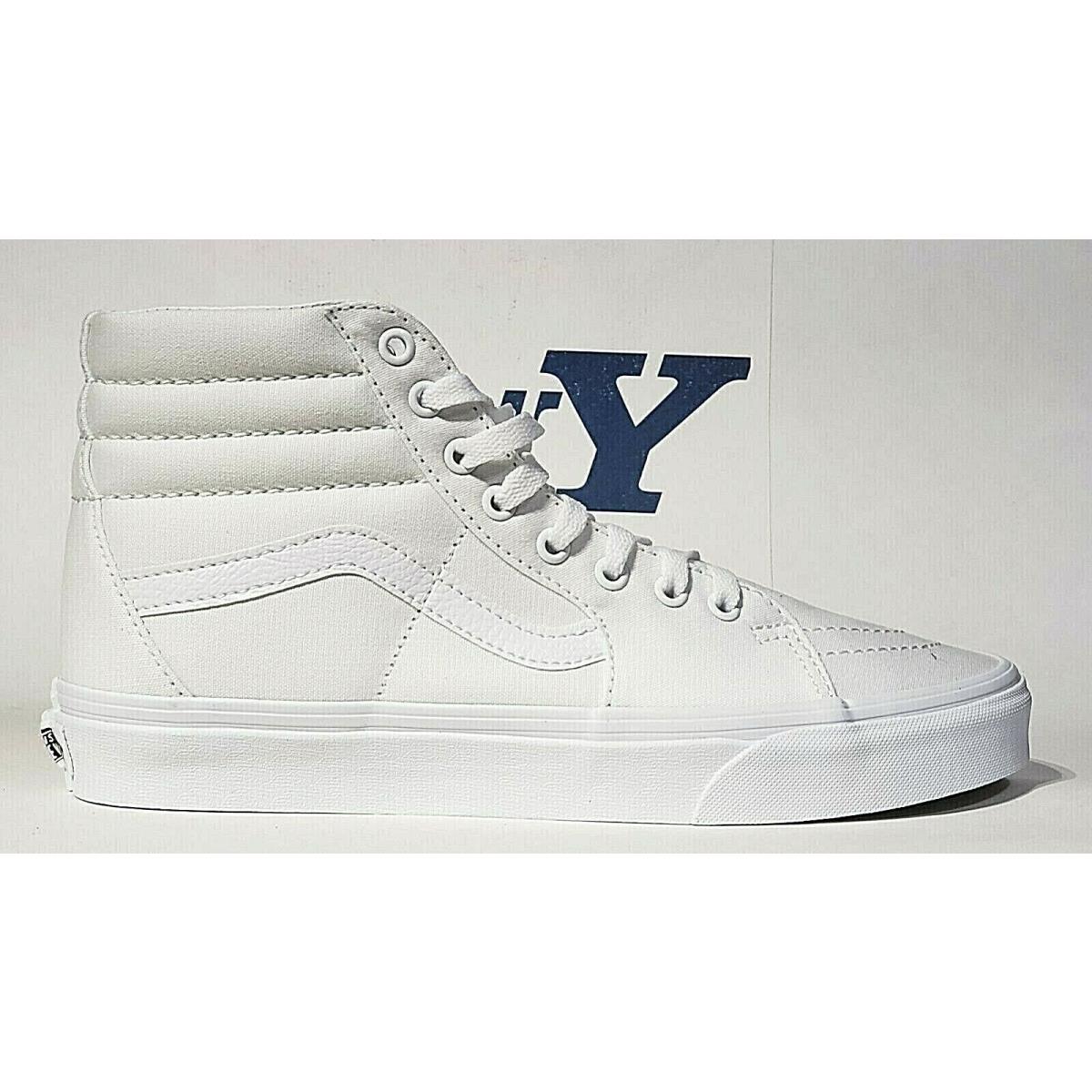 Vans SK8-HI Top Canvas Skate Athletic Shoes White Monochrome Men`s Size