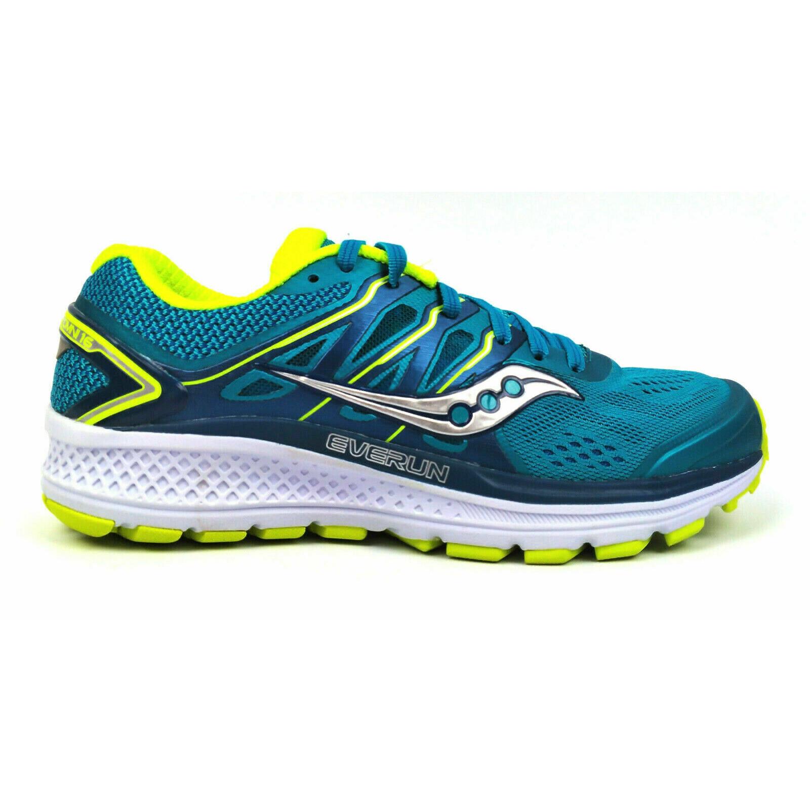 Saucony Women`s Omni 16 Road Lace Up Running Shoes Teal Citron Medium