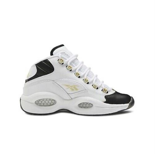 Reebok Question Mid White/black/gold Metallic Grade School Boys Shoes EG6274
