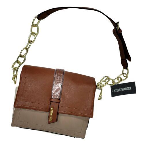 Steve Madden Leather Vegan Crossbody Bag Bemani Brown Mauve Chain Strap