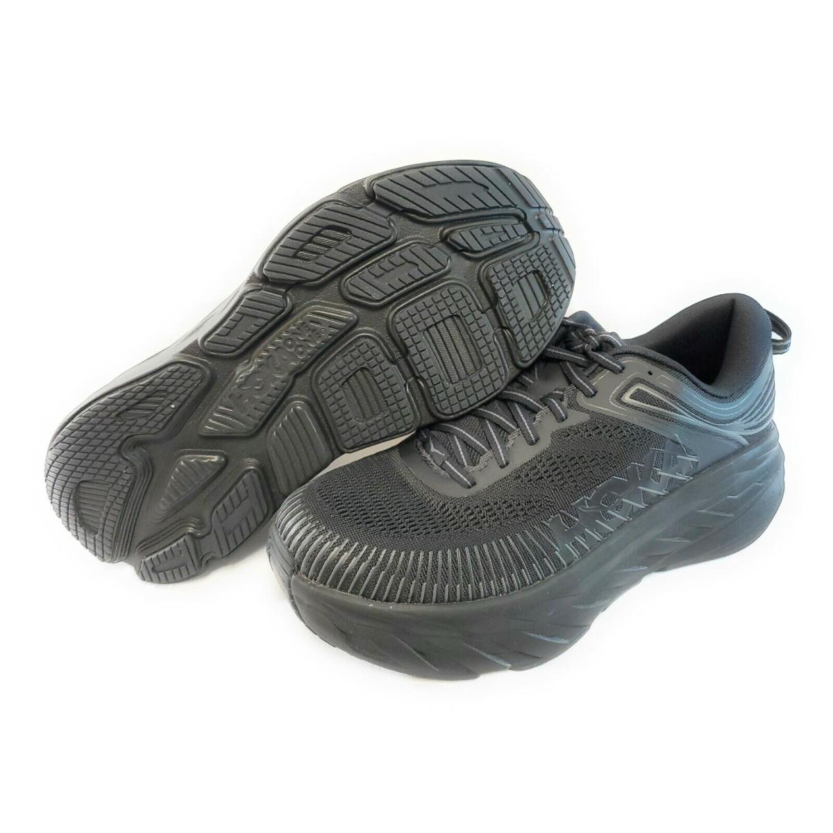 Womens Hoka One One Bondi 7 Wide 1110531 Bblc Black Running Sneakers Shoes - Black