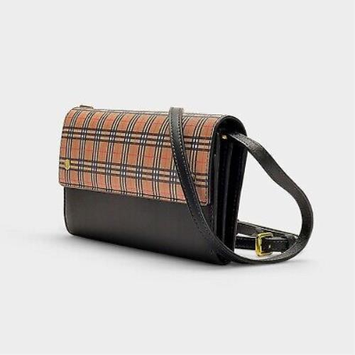 Burberry Henley Leather Check Black Shoulder Strap Wallet Clutch Bag
