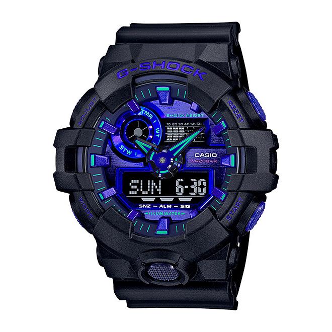 Casio G-shock GA700VB-1A Men`s XL Ana-digi 3D Neo Virtual World Black Watch