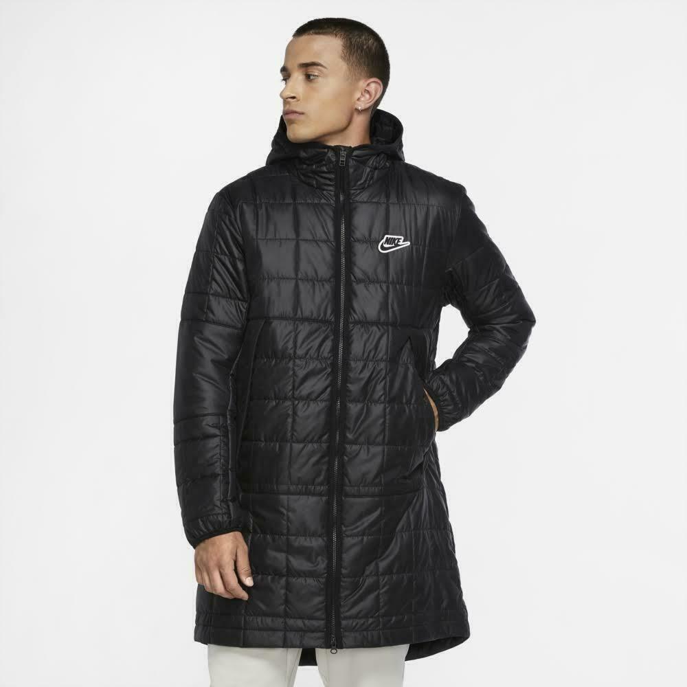 S Nike Nsw Syn-fill Long Parka Jacket Hood Coat CU4416 Black Quilted Mens