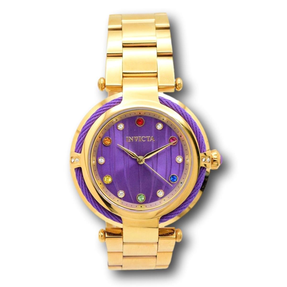 Invicta Marvel Thanos Infinity Gems Women`s 40mm Limited Edition Watch 36386 - Dial: Multicolor, Purple, Band: Gold, Yellow, Bezel: Gold, Purple