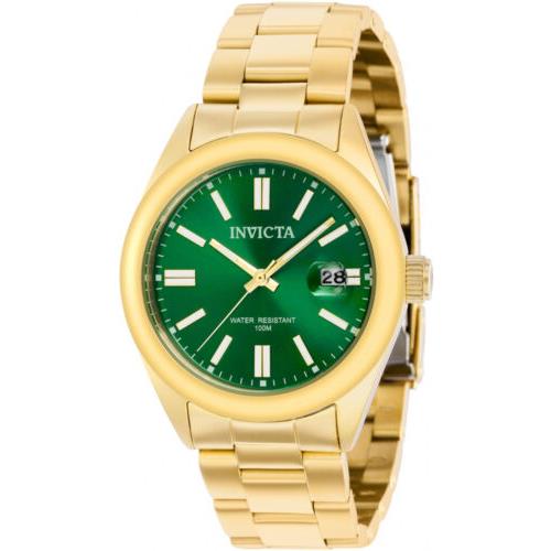 Invicta Women Pro Diver Quartz Green Dial Gold Tone Stainless Steel Watch 38484