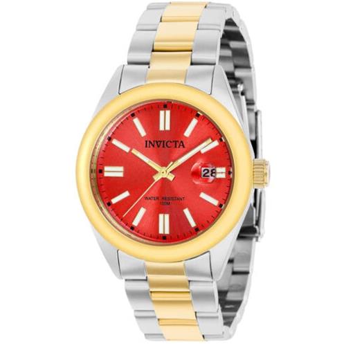 Invicta Women`s Pro Diver Quartz Red Dial Two Tone Stainless Steel Watch 38492