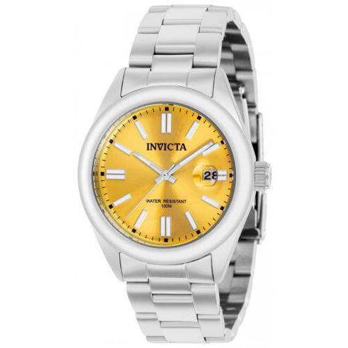 Invicta Women`s Pro Diver Quartz 100m Yellow Dial Stainless Steel Watch 38472