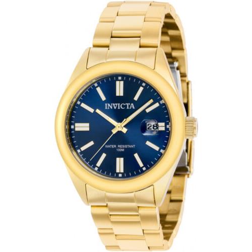 Invicta Women`s Pro Diver Quartz Blue Dial Gold Tone Stainless Steel Watch 38482