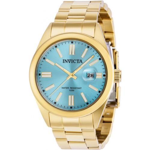 Invicta Men`s Pro Diver Quartz 100m Blue Dial Gold Stainless Steel Watch 38463