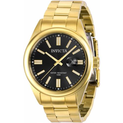 Invicta Men`s Pro Diver Quartz 100m Black Dial Gold Stainless Steel Watch 38460